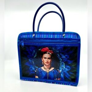 FRIDA KAHLO Artistic Women Bag with Zipper, Oaxaca México, New -Woven Propylene